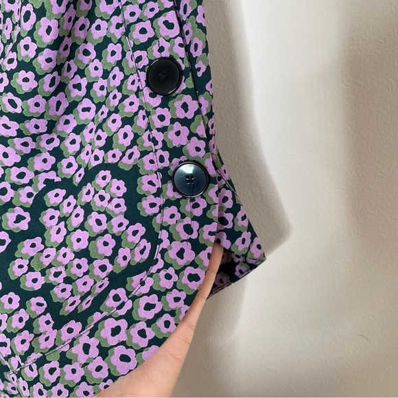 Kate Spade Flair Flora Purple Floral Print Mini Dress Deep Spruce Size 2 - Picture 3 of 8